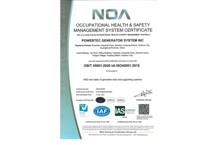 Occupational health & safety Management System Certificate